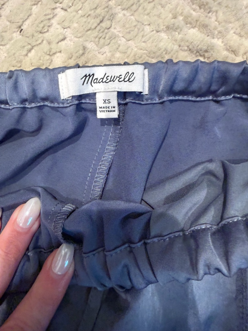 Madewell Powder Blue Drawstring Silk Pants Size XS 0054 - Picture 3 of 4